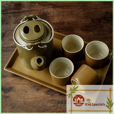 Traditional Ceramic Teapot Set - Green