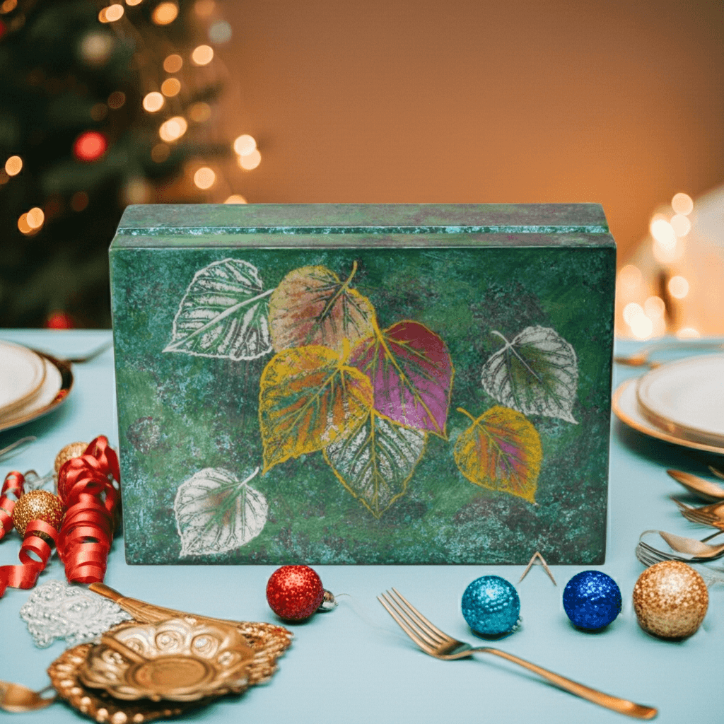 Golden Autumn Leaf Lacquer Box