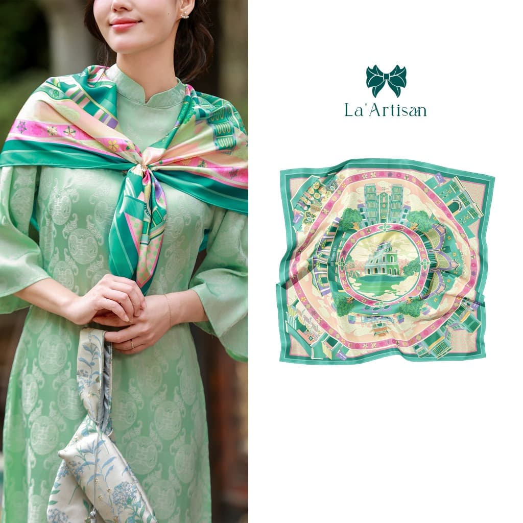 Lotus Pattern Scarf Lightweight Fashion Accessory Pink