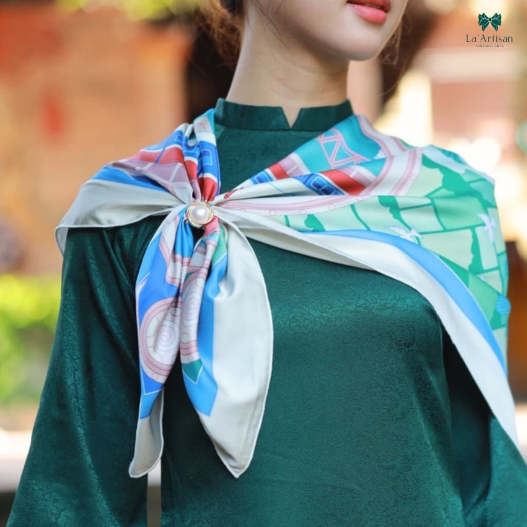 Silk Scarf Unique Vietnamese Design 60x60cm 90x90cm