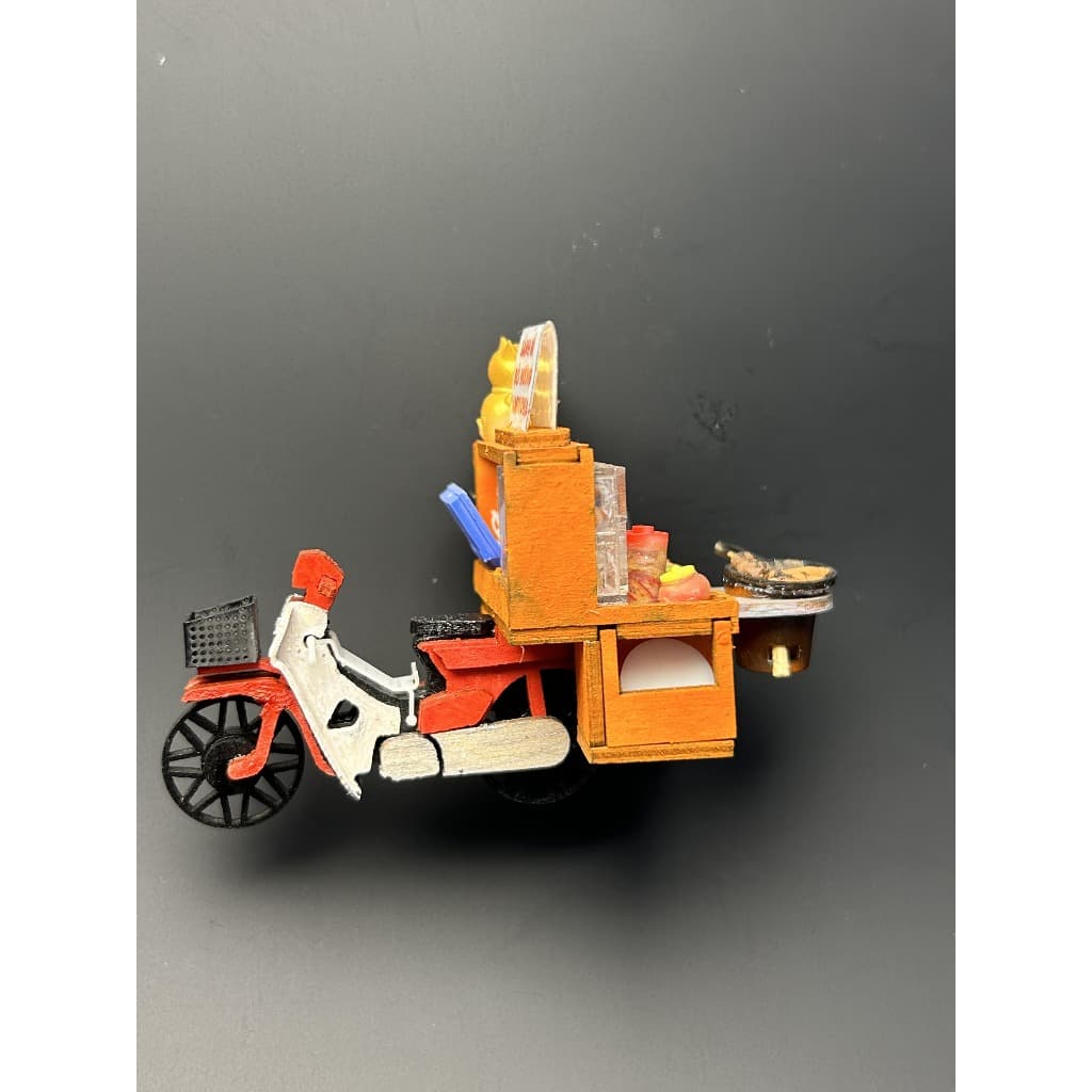 Archi Wood Cambodian Grilled Beef Banh Mi Cart Model Handcrafted
