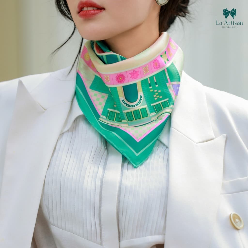 Hanoi Pattern Scarf Inspired By The Heart Of Hanoi 70x200cm