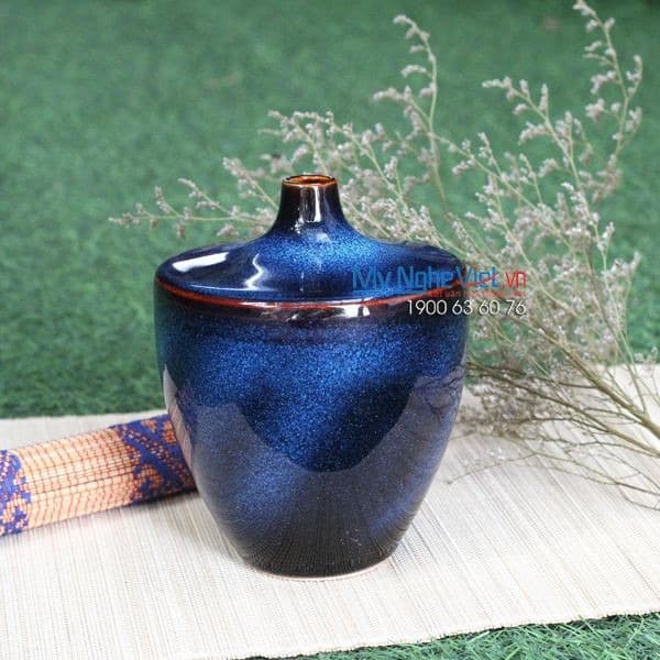 Premium Bát Tràng Ceramic Vase Square Green